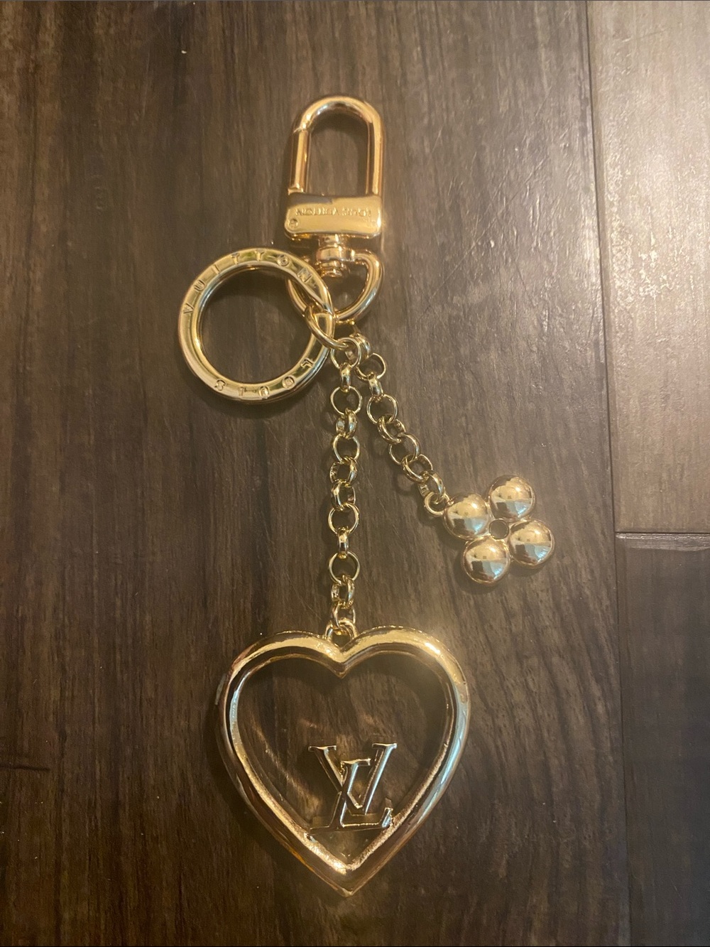 Louis Vuitton LV Monogram Heart Bag Charm with Crystal Accents